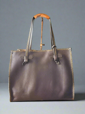 SAMPLE SALE #23 designer whipstitch leather tote with free shipping