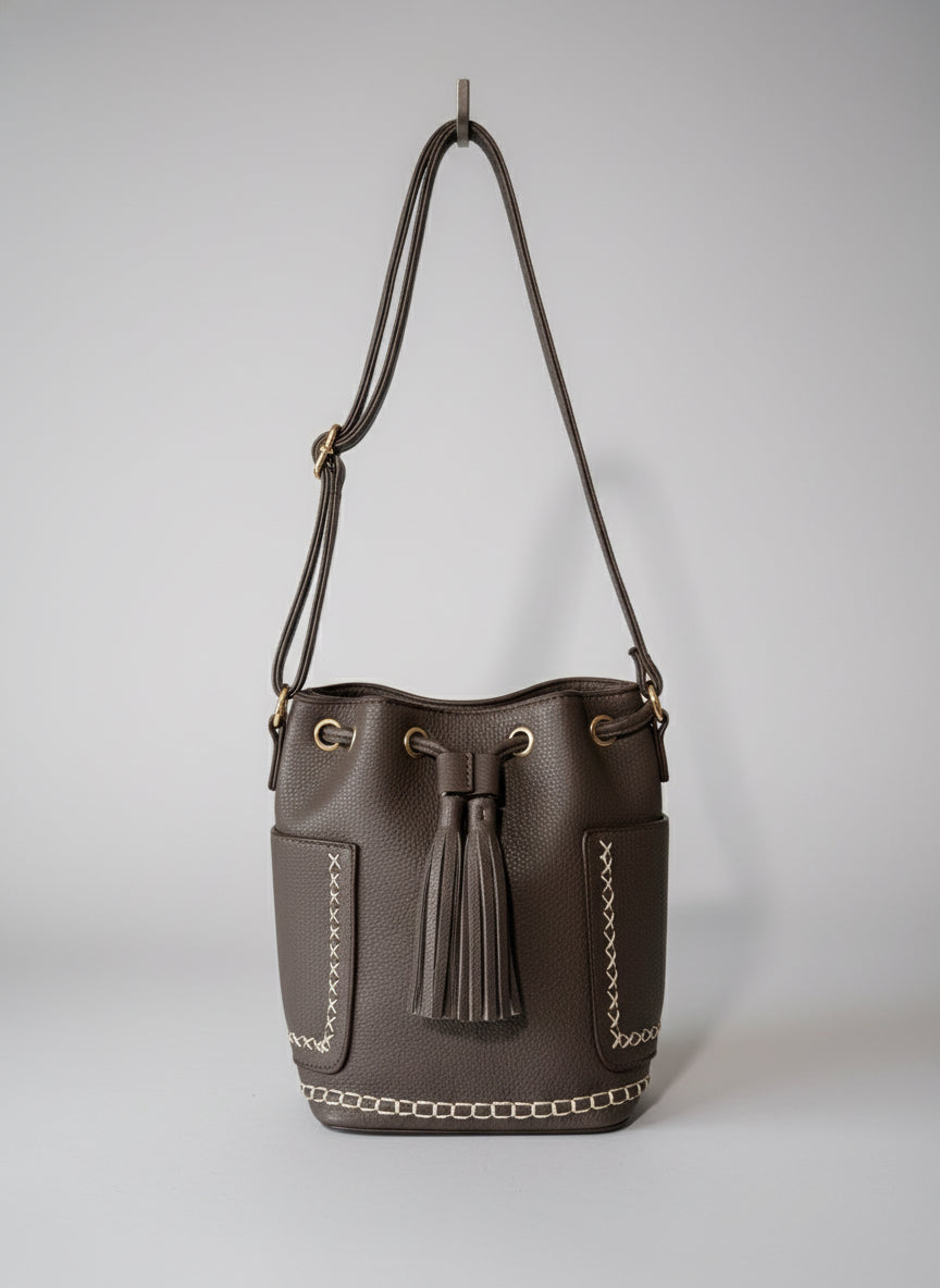 AB101 Whipstitch Barrel Crossbody