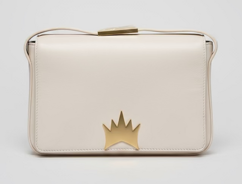 SS96 Have Some Fun Today Brand's shoulder satchel in off-white Lamb