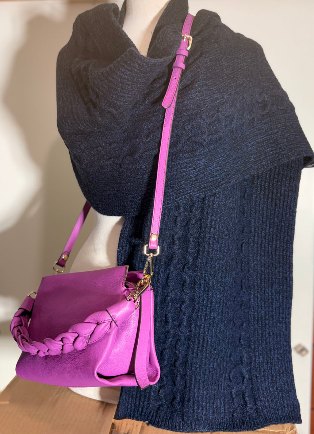Wool Cable Shawl & Handbag combo 12