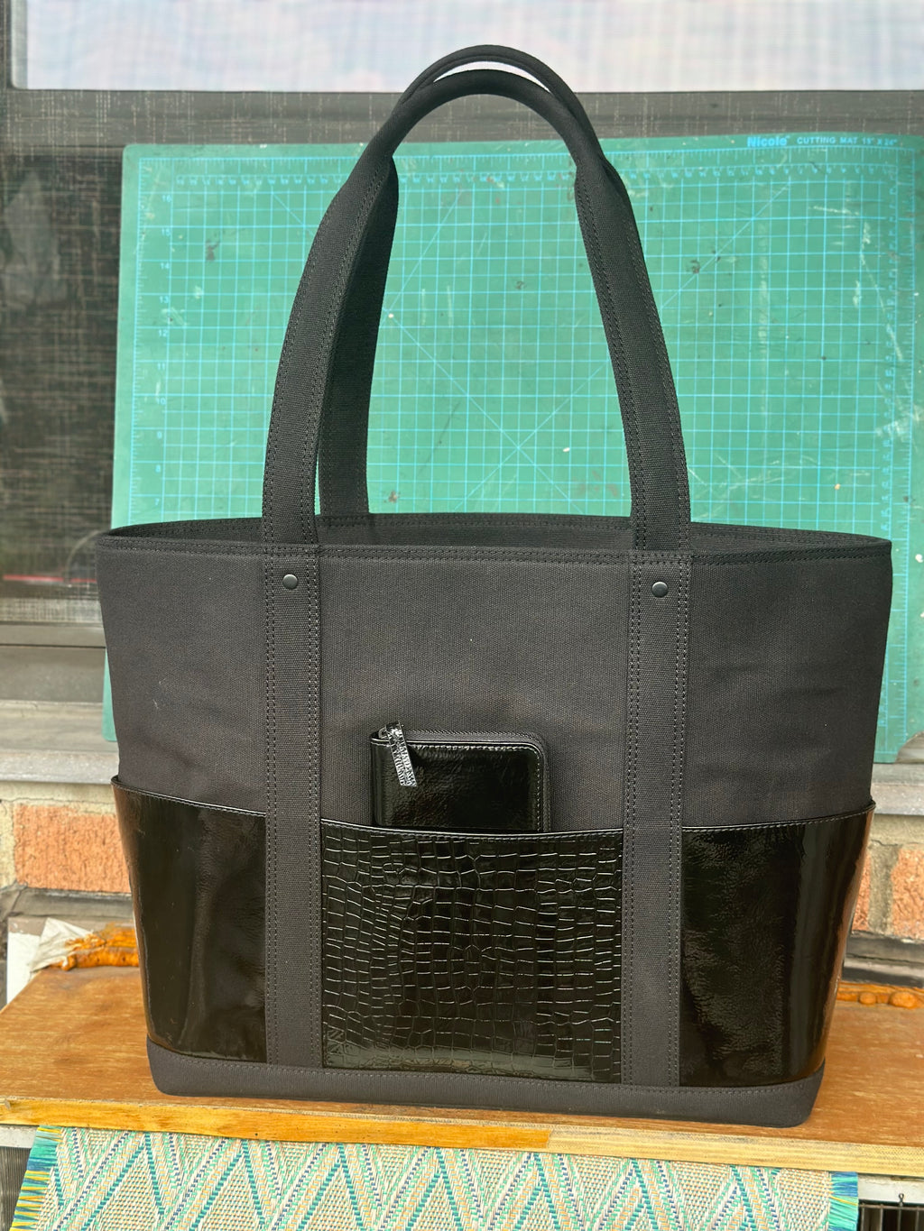 SS99 canvas & leather oversize tote and wallet Free Shipping within the USA