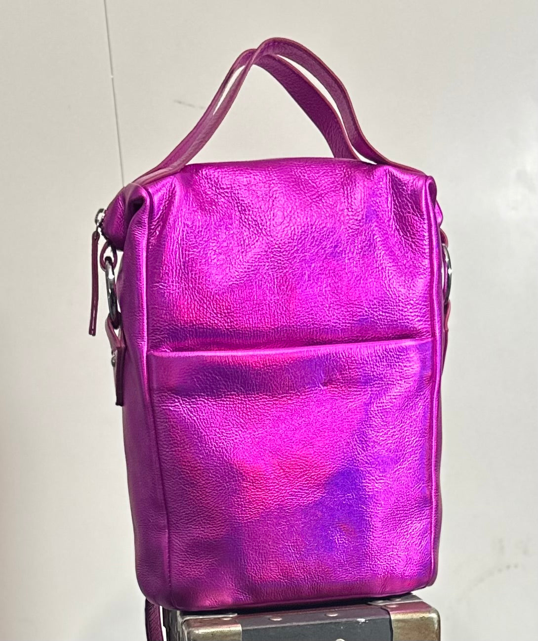 SS66 soft pac Metallic leather backpack