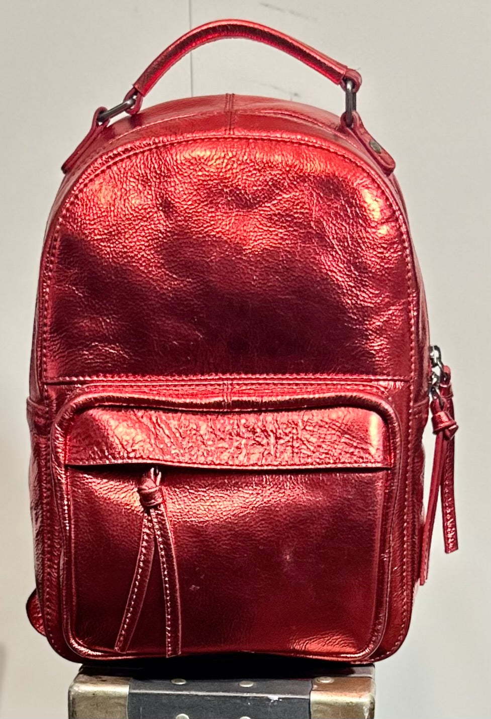 SS67 firehouse Red Metallic leather backpack "Only 1 left!" free shipping