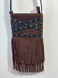 SS93 Suede belted and fringe crossbody