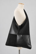 SSV cow suede and leather block tote