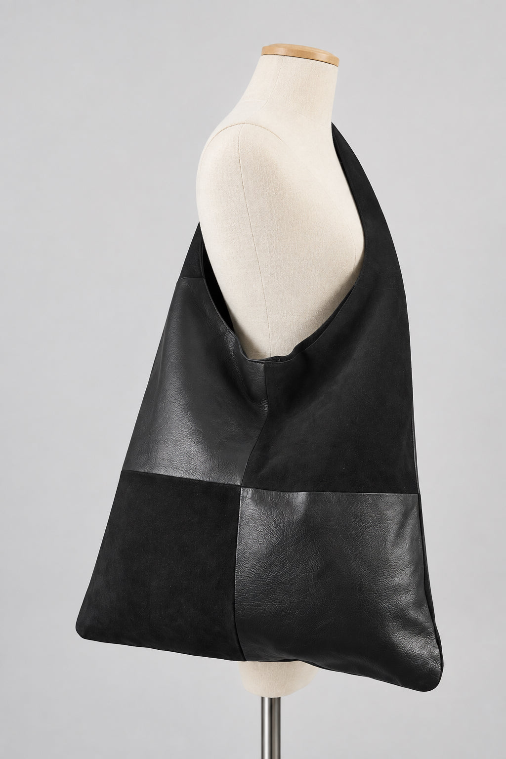 SSV cow suede and leather block tote