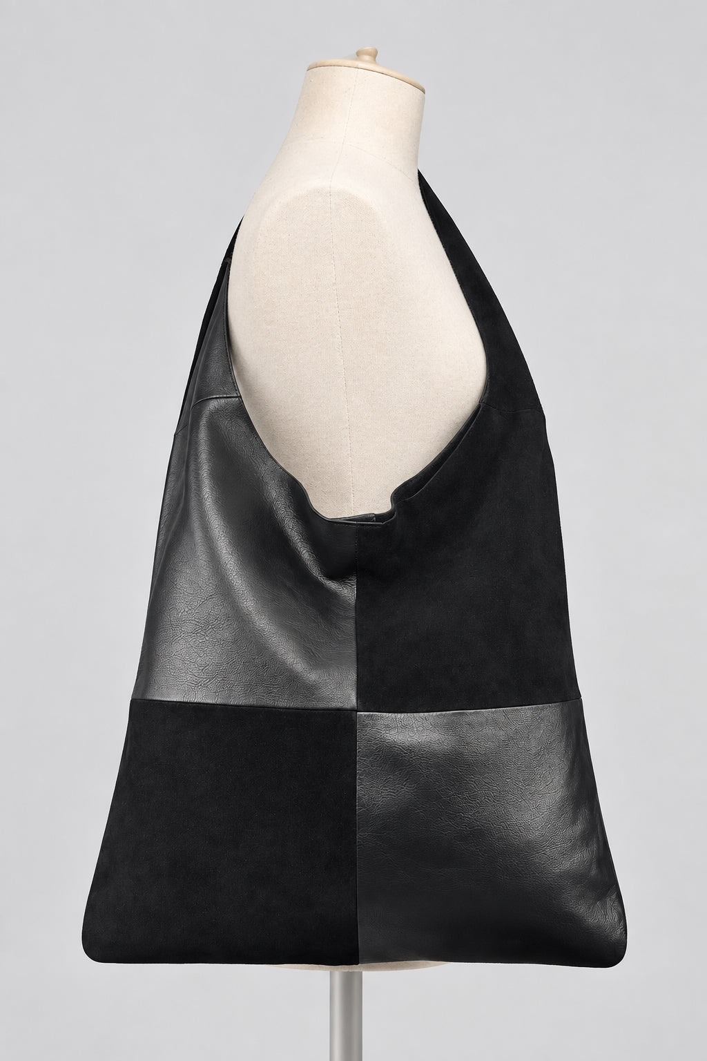 SSV cow suede and leather block tote
