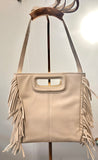 SAMPLE SALE #08 Designer leather crossbody with fringe & Free Shipping