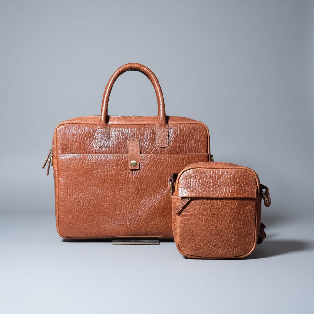 SS37 Crocodile Emboss Leather Duo Briefcase and Crossbody Free Shipping within the USA
