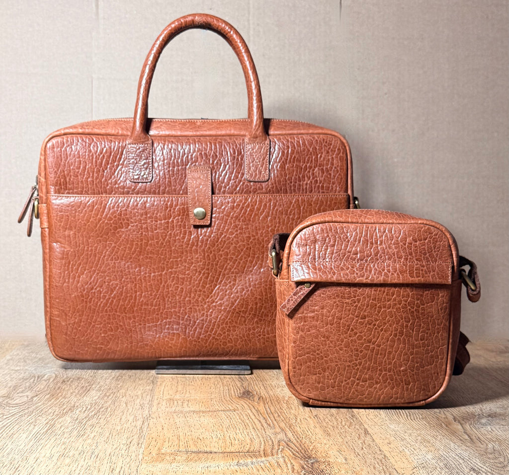 SS37 Crocodile Emboss Leather Duo Briefcase and Crossbody Free Shipping within the USA