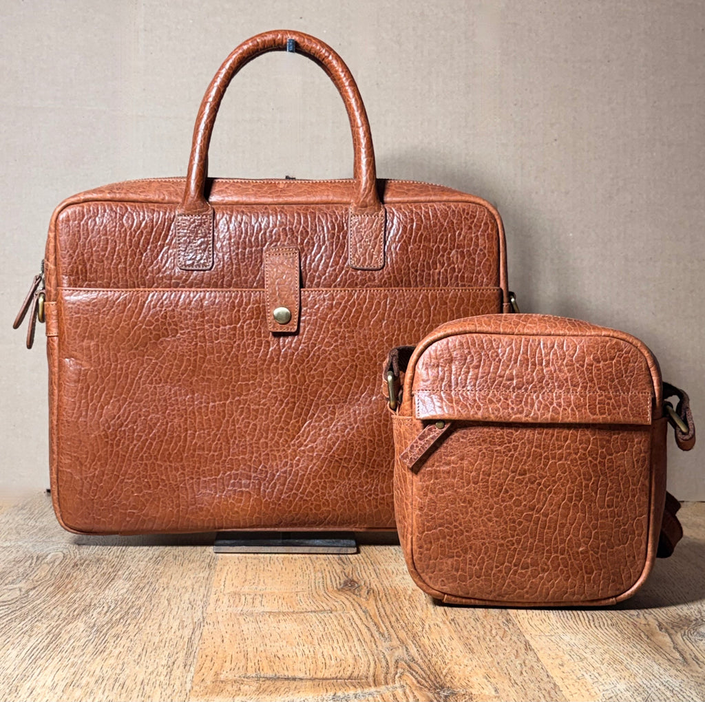 SS37 Crocodile Emboss Leather Duo Briefcase and Crossbody Free Shipping within the USA