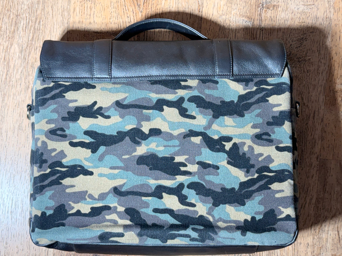 SS38 buffed Cow with camouflage canvas modern briefcase free shipping within the USA