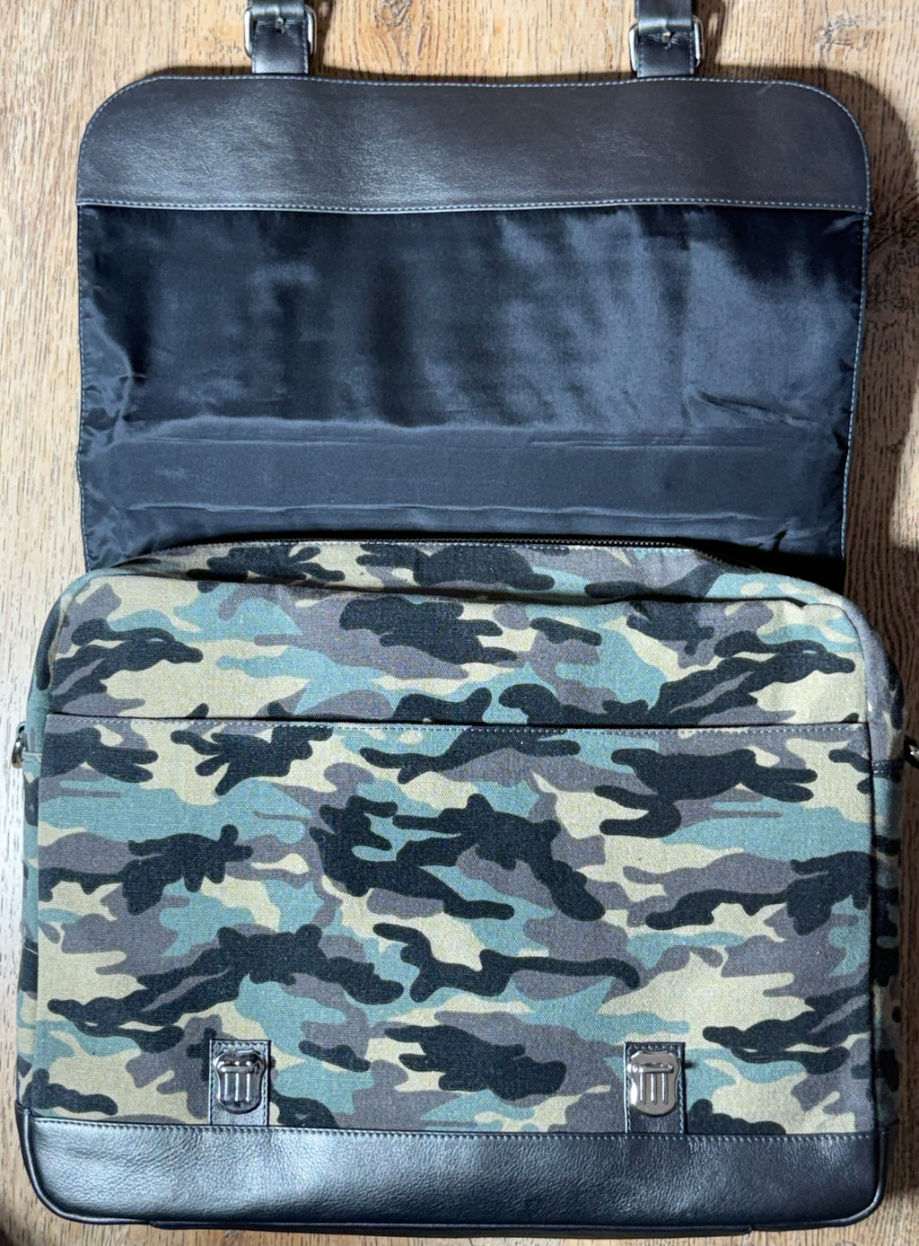 SS38 buffed Cow with camouflage canvas modern briefcase free shipping within the USA