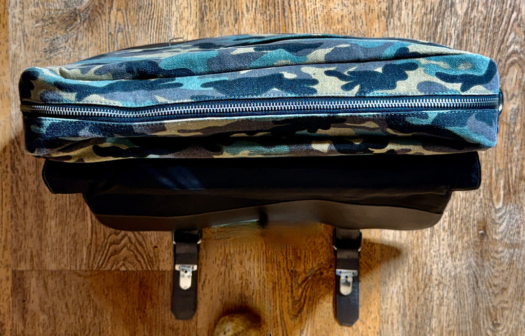 SS38 buffed Cow with camouflage canvas modern briefcase free shipping within the USA