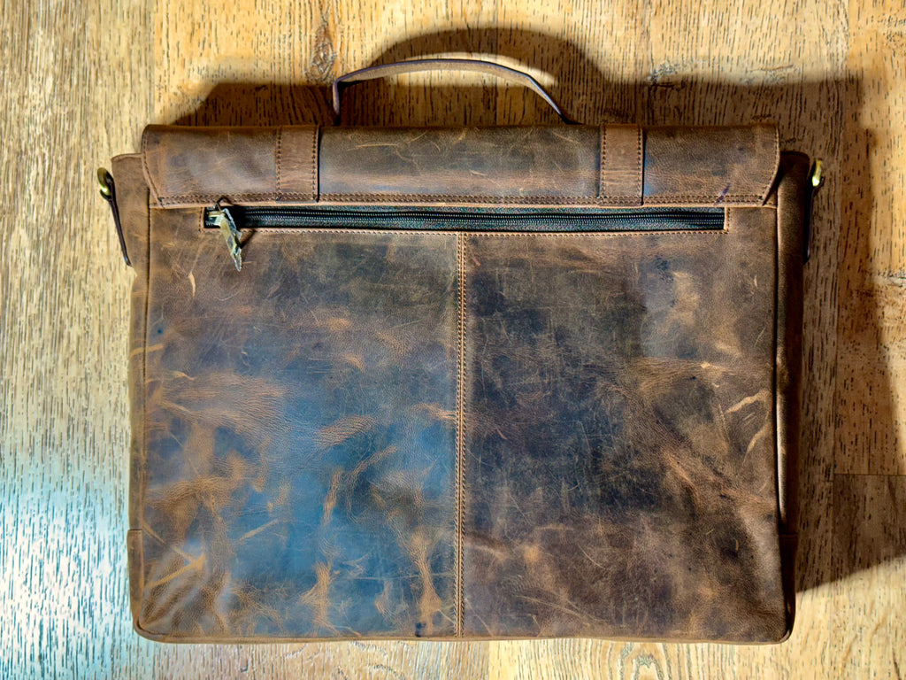 SS41 antique buffed Cow flap front briefcase free shipping within the USA