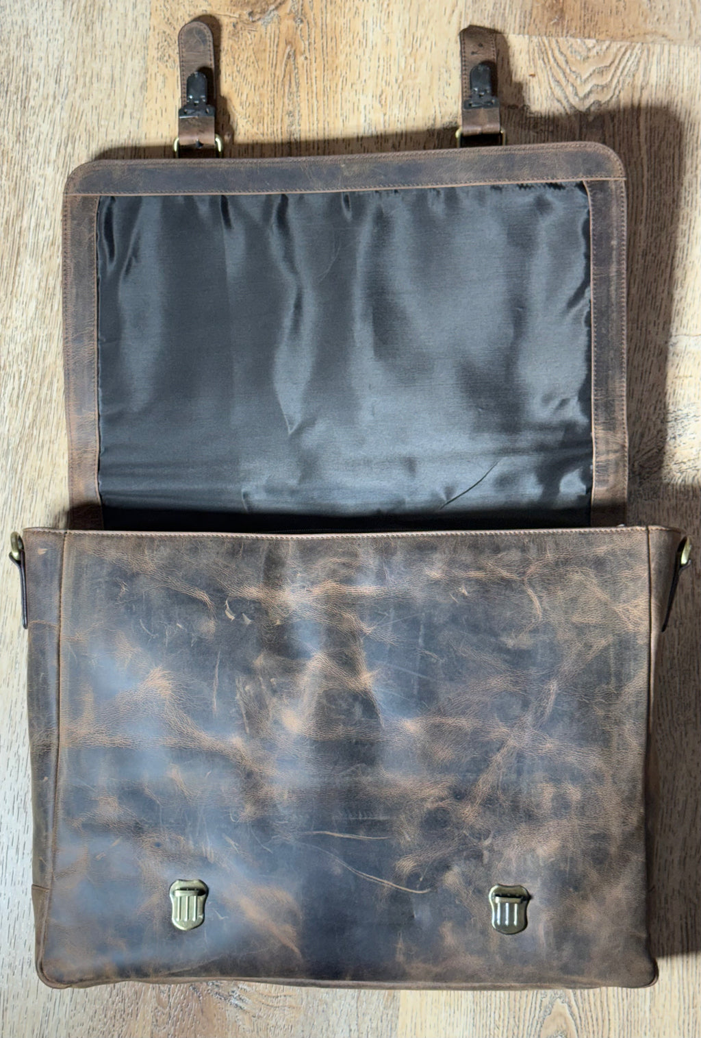 SS41 antique buffed Cow flap front briefcase free shipping within the USA