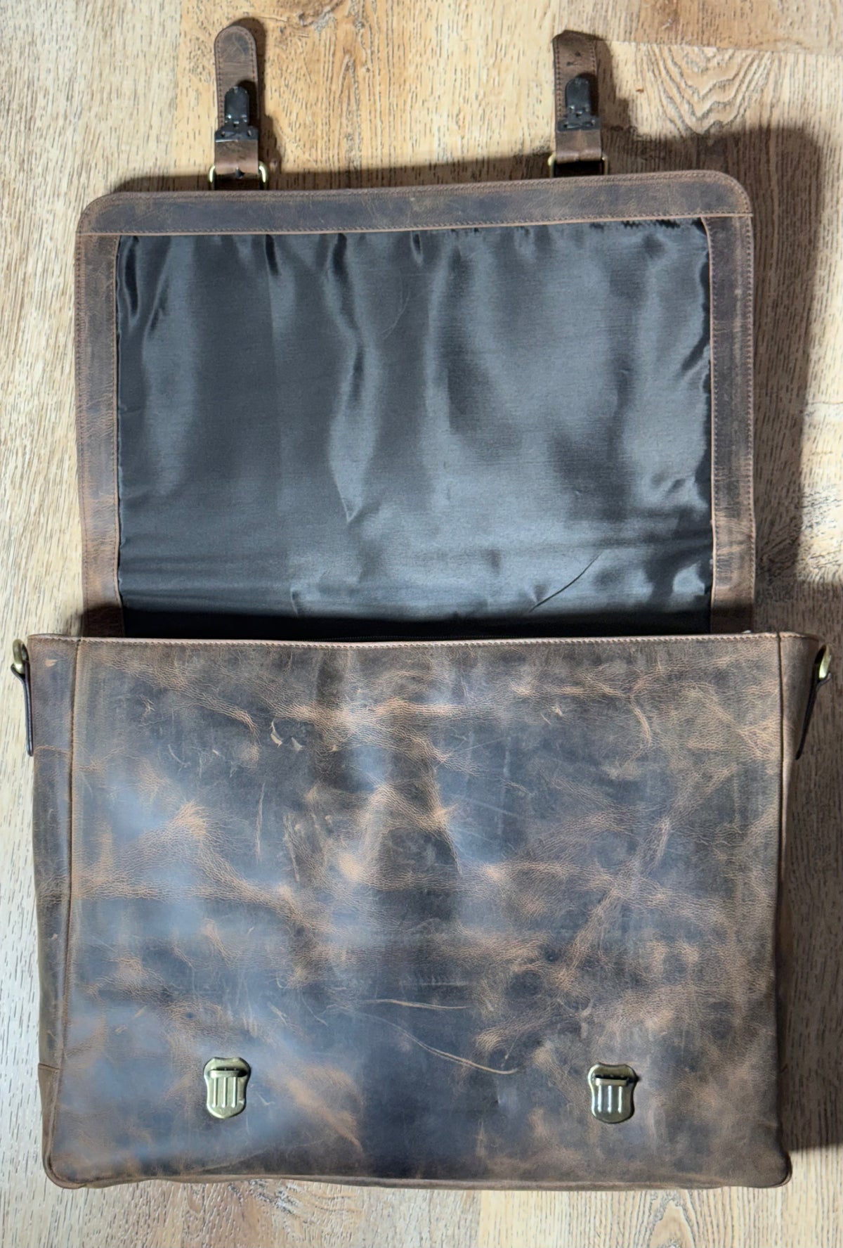 SS41 antique buffed Cow flap front briefcase free shipping within the USA