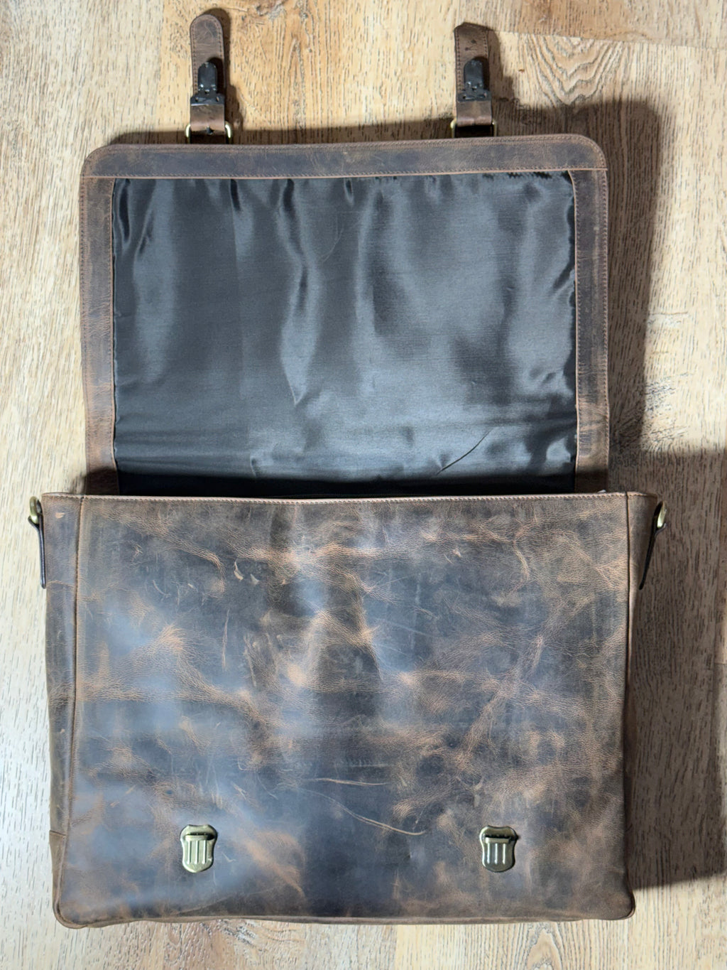 SS41 antique buffed Cow flap front briefcase free shipping within the USA