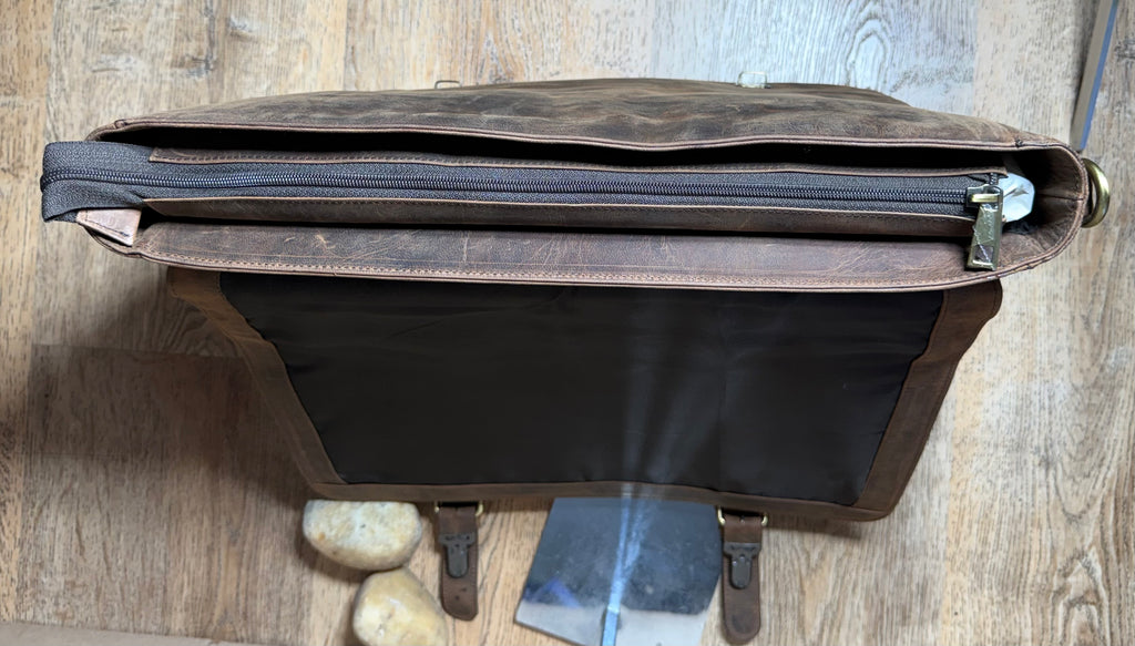SS41 antique buffed Cow flap front briefcase free shipping within the USA