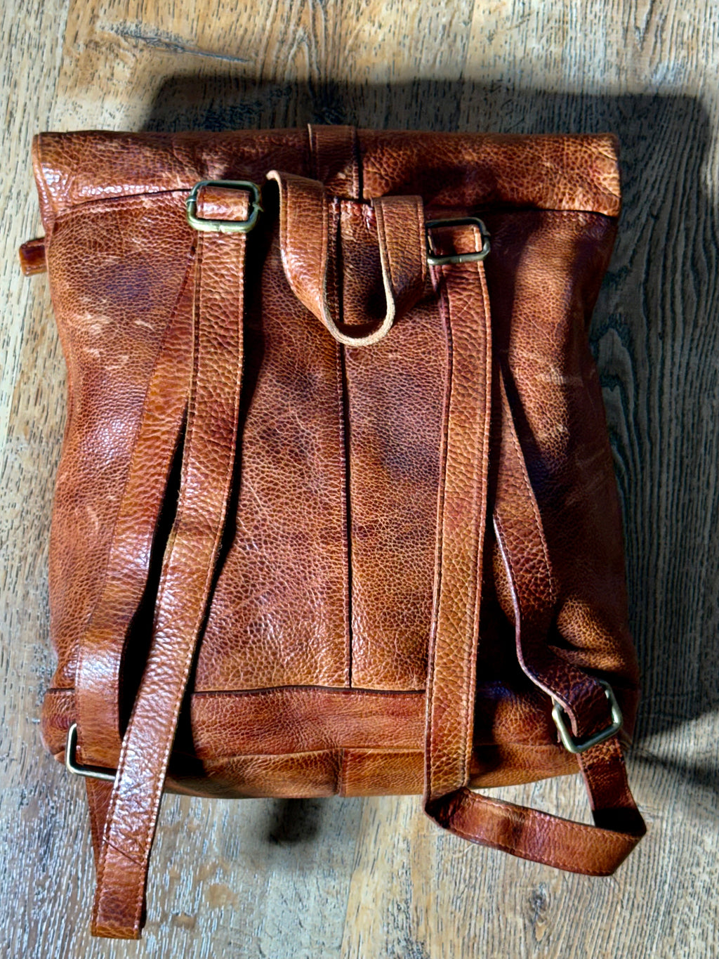 SS43 antique washed Cow funnel top backpack free shipping within the USA