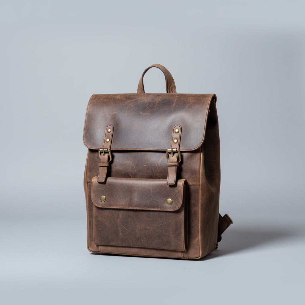 SS42 antique buffed Cow flap backpack free shipping within the USA