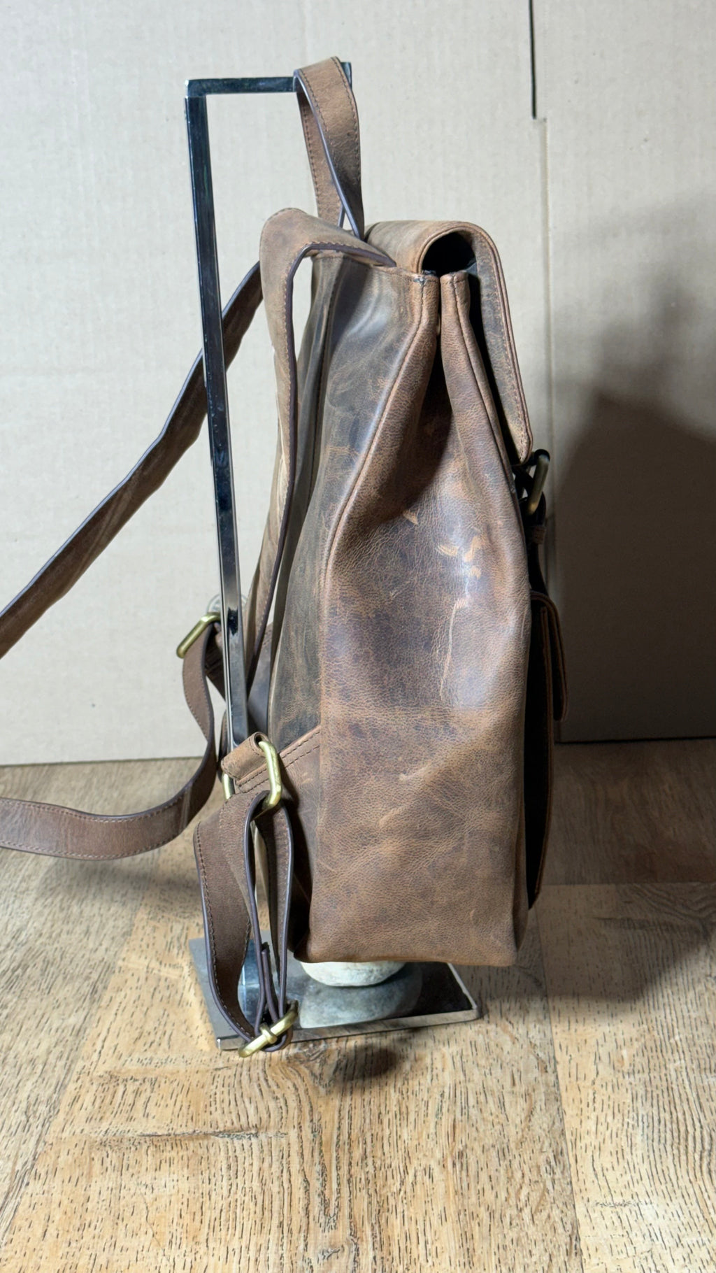 SS42 antique buffed Cow flap backpack free shipping within the USA