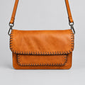 SSV washed cow leather crossbody with whipstitch detail