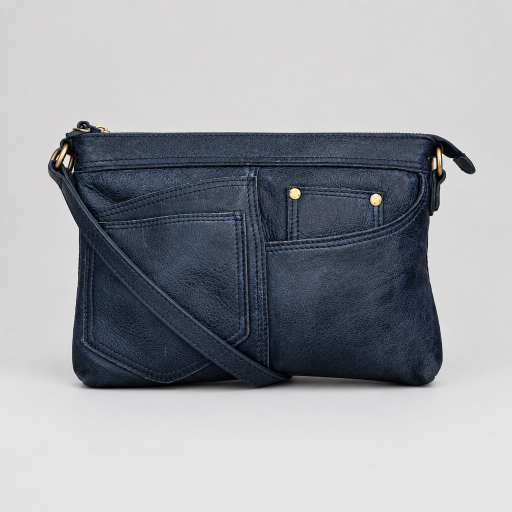 SSV washed cow leather 5 pocket jean crossbody