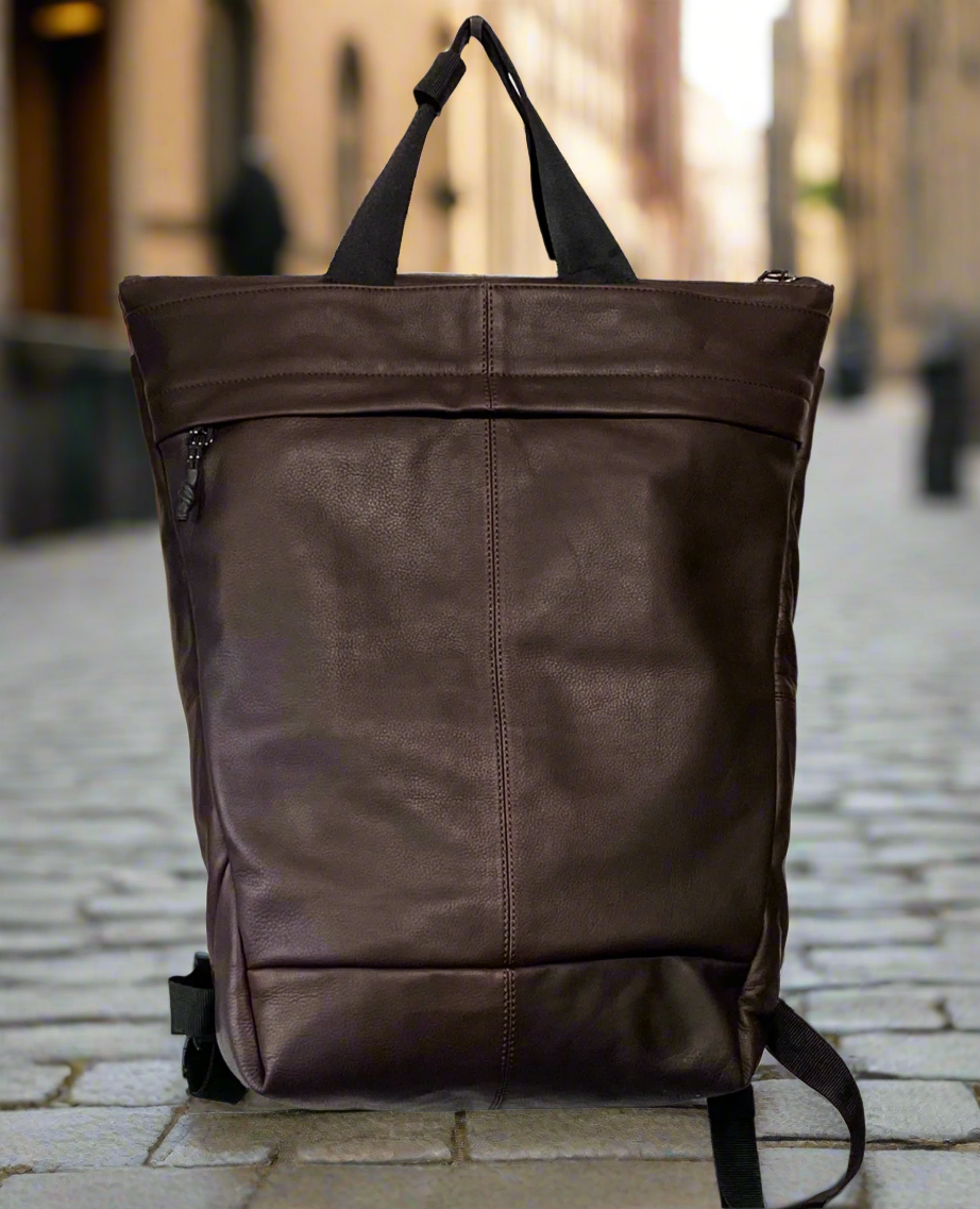 SS27 100% leather ECLIPX convertible Tote Backpack