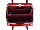 AS404V rhinestone frame satchel in patent leather