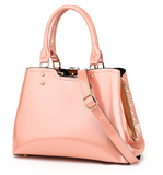 AS409.patent leather crystal rim satchel