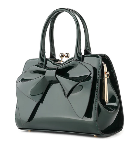 AS407 patent leather bow satchel