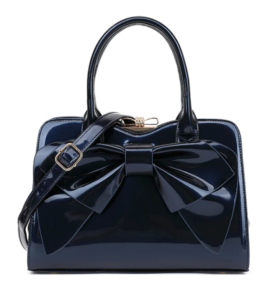 AB404 patent leather bow satchel