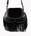 SS90 leather fringe and studs large crossbody