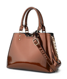 AS409.patent leather crystal rim satchel