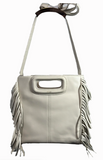 SAMPLE SALE #08 Designer leather crossbody with fringe & Free Shipping