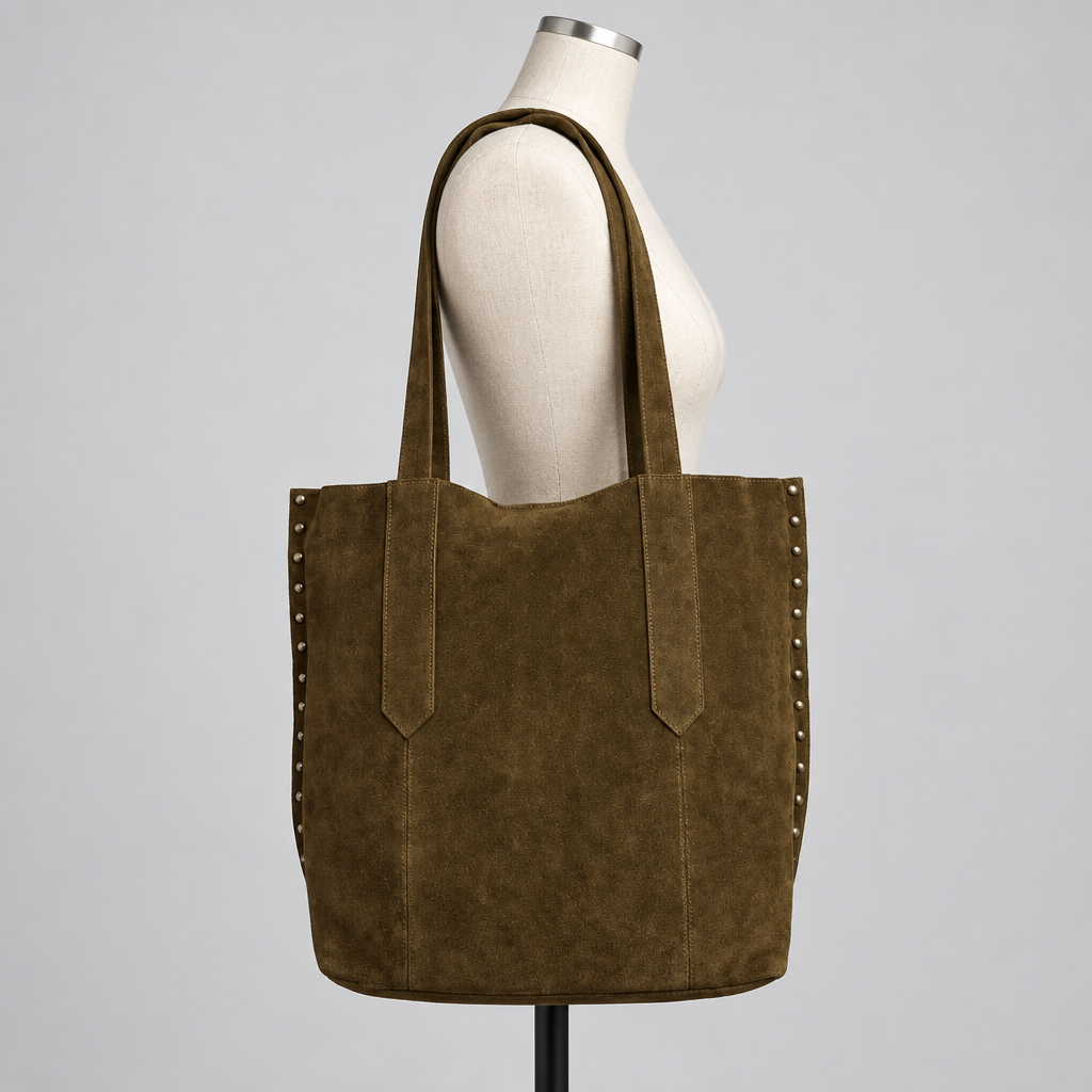 SSV cow suede studded tote