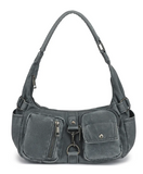 AS300 distressed washed shoulder bag with cargo pockets