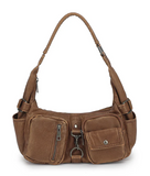 AS300 distressed washed shoulder bag with cargo pockets