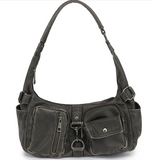 AS300 distressed washed shoulder bag with cargo pockets