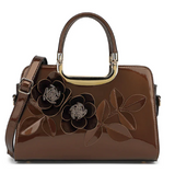 AS400 patent leather roses satchel