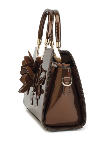 AB400 Patent Leather Roses Satchel