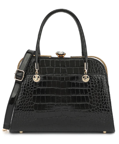 AB403 Patent Leather Crocodile and Diamonds Satchel