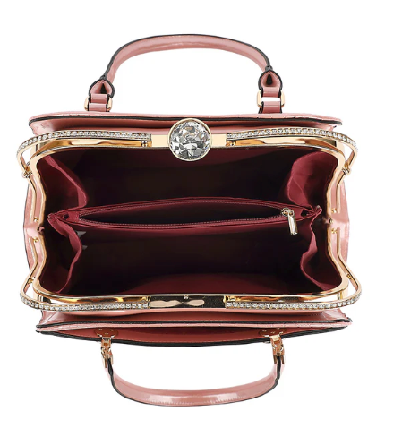 AB403 Patent Leather Crocodile and Diamonds Satchel