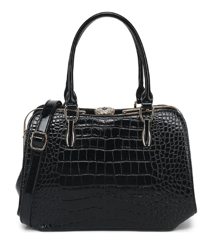 AB406 Patent Leather Crocodile Embossed Satchel
