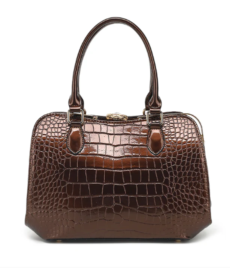AB406 Patent Leather Crocodile Embossed Satchel
