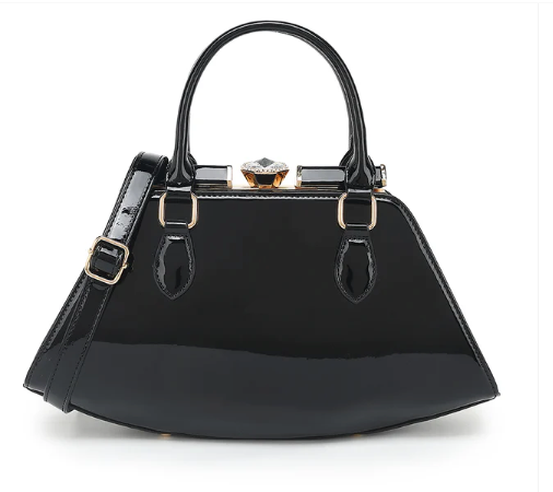 AB415 Patent Leather Jewel Top Satchel