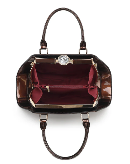 AB415 Patent Leather Jewel Top Satchel