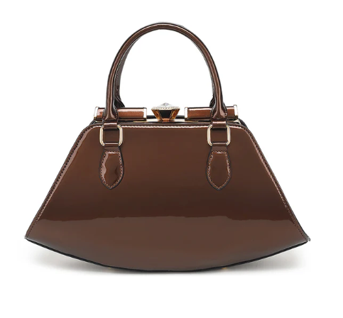 AB415 Patent Leather Jewel Top Satchel