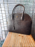 SAMPLE SALE #05 100% crocodile embossed leather satchel with Free Shipping